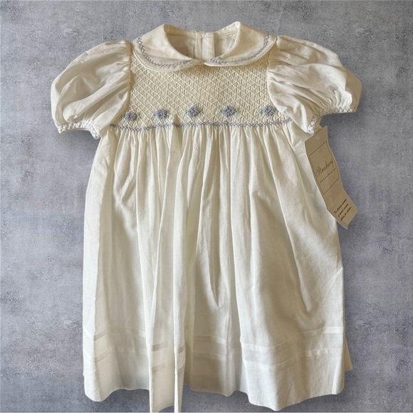 Strasburg Heirloom Dress White Smocked Lavender Embroidery Size 6M - NWT - Picture 1 of 10